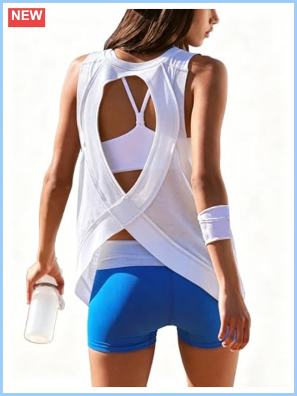 Women's Open Back Tank Top Loose Fit Sleeveless Workout Yoga Shirt